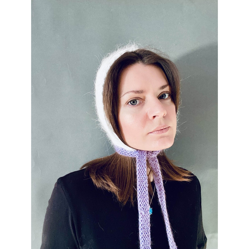 mink angora wool knitted bonnet hat with stripes999.jpg