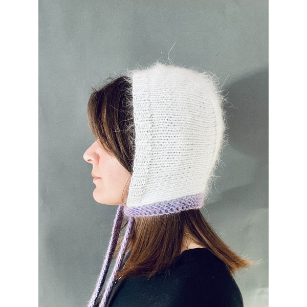 mink angora wool knitted bonnet hat with stripes00.jpg