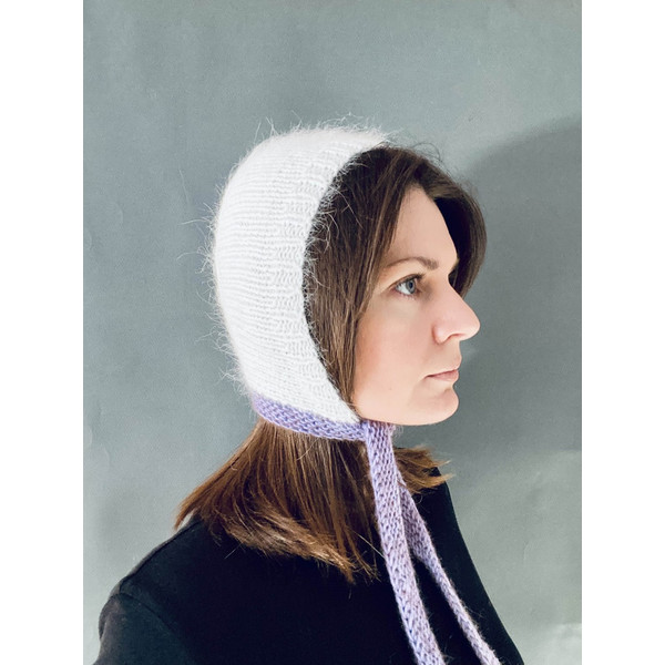 mink angora wool knitted bonnet hat with stripes777.jpg