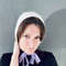 mink angora wool knitted bonnet hat with stripes9.jpg