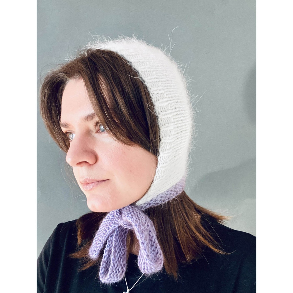 mink angora wool knitted bonnet hat with stripes2.jpg