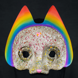 Rainbow Cat mask. Half cat mask. Carnival mask.