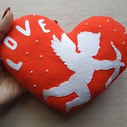 Valentines day gift, felt toy, Valentine heart toy, Gift for her, Gift for him, Valentine day decor, Valentine gift