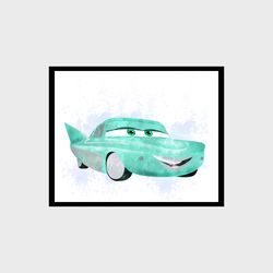 Cars Flo Disney Art Print Digital Files nursery room watercolor
