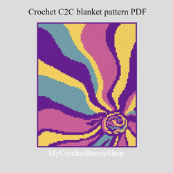 Crochet C2C Abstract Style blanket pattern PDF