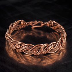 Unique handmade copper wire wrapped bracelet for woman, Braided copper wire jewelry, 7th 2nd Anniversary gift for her