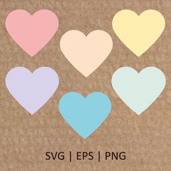 6 Large Pastel Heart SVG Bundle | Valentines Day SVG | Love Heart PNG | Cricut Svg File Digital Download | 004