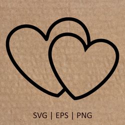 Large Two Doodle Hearts SVG, Valentines Day SVG, Valentine SVG, Love Heart PNG, Cricut Svg File Digital Download | 005