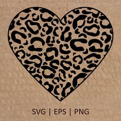 Leopard Heart SVG | Large Black Heart PNG | Valentines Day SVG | Love Heart Cricut Svg File Digital Download | 007