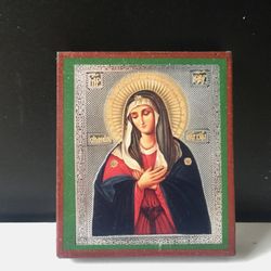 Our Lady of Tenderness Emotion | Emotion Icon of The Mother Of God | Size: 2.4x2.8" ( 6.2 x 7.2 cm ) | Made in Russia