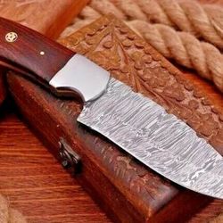 Custom Handmade Damascus Steel Hunting Knife Fix Blade Full tang Gift For Him