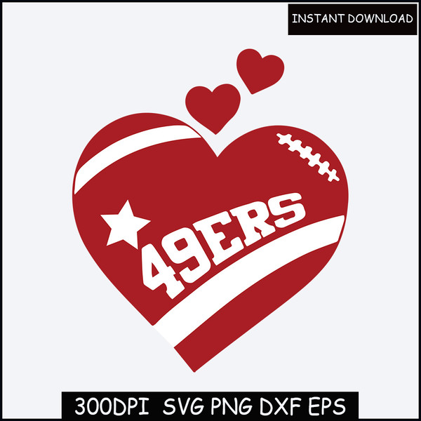 Super bowl svg, Unofficial 49ers Heart football SVG Valentine’s Day SVG, love football, niners SVG, niners valentines, California.jpg
