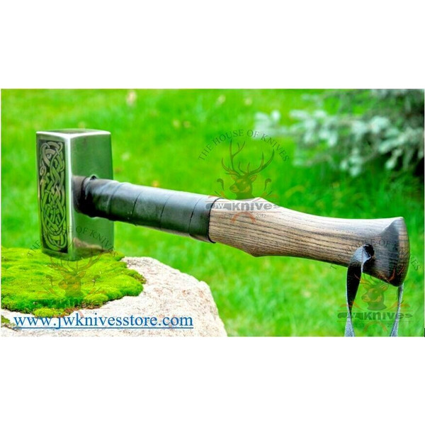 Custom HANDMADE Thor runic Nordic Carbon steel hammer Viking fathers boys gift 1.jpg