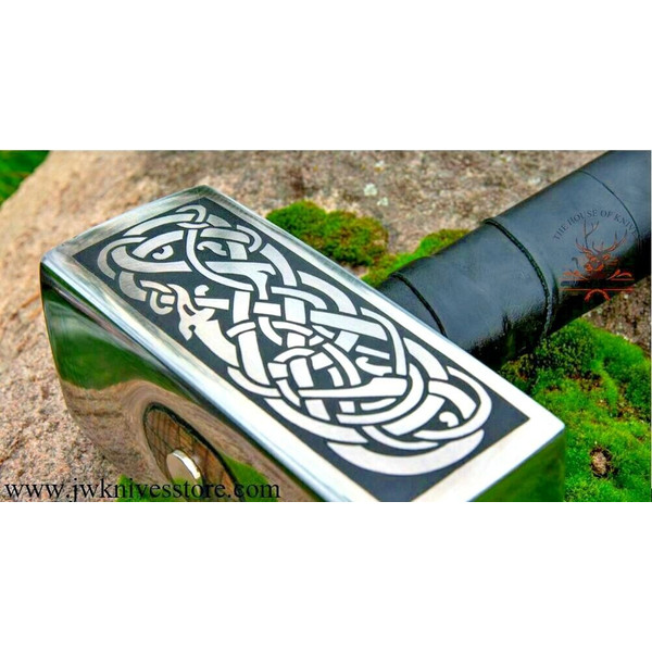 Custom HANDMADE Thor runic Nordic Carbon steel hammer Viking fathers boys gift 5.jpg