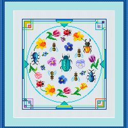 art deco spring sampler cross stitch pattern pdf by crossstitchingforfun, instant download, art deco series cross stitch