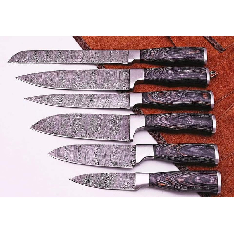 handmade Damascus chef set