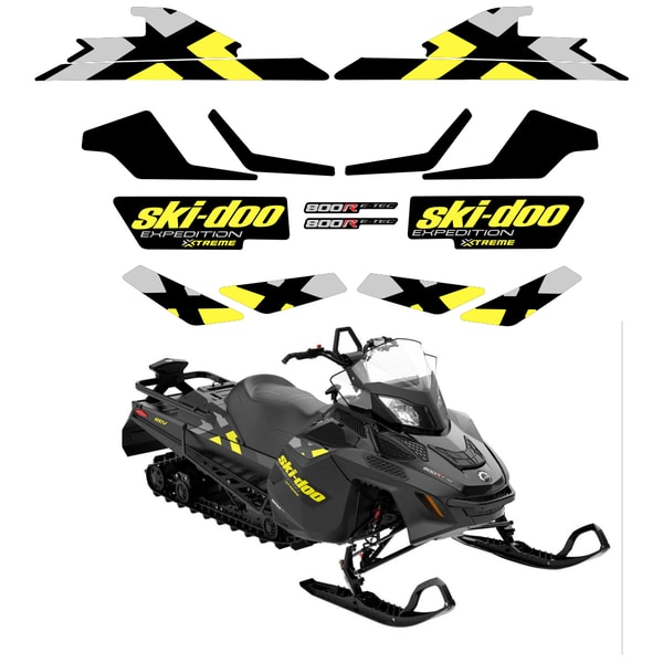 Set Of 2 Brand New Ski-doo Hood Decal Stickers - White Vinyl, Vintage Style, 2.5" X 11"