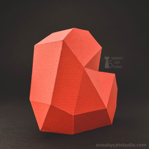 Heart SuperLowPoly - 3D Papercraft template Digital pattern - Inspire ...