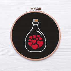 Bottle Hearts Love Cross stitch pattern,Embroidery Pattern, Instant Download, Embroidery Designs, Small red hearts