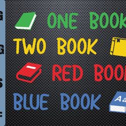 one book, two book, red book, blue book svg, png, dxf, eps, digital download