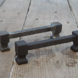 128 mm hand forged drawer pull (type 4), 5 in, wrought iron, cabinet cupboard wardrobe kitchen dresser door hardware