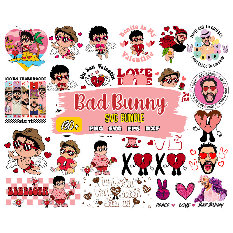Bad Bunny valentine bundle SVG, eps svg dxf png , Cricut , File cut , Vector file , Silhouette Digital Dowload.jpg