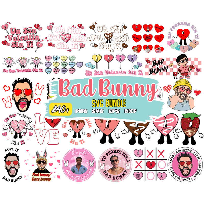 Hearts Valentine Svg Png, Layered Sad Hearts Love Svg, Bad Bunny Valentine Svg, Cupid Sad Heart Svg Files For Cricut.jpg