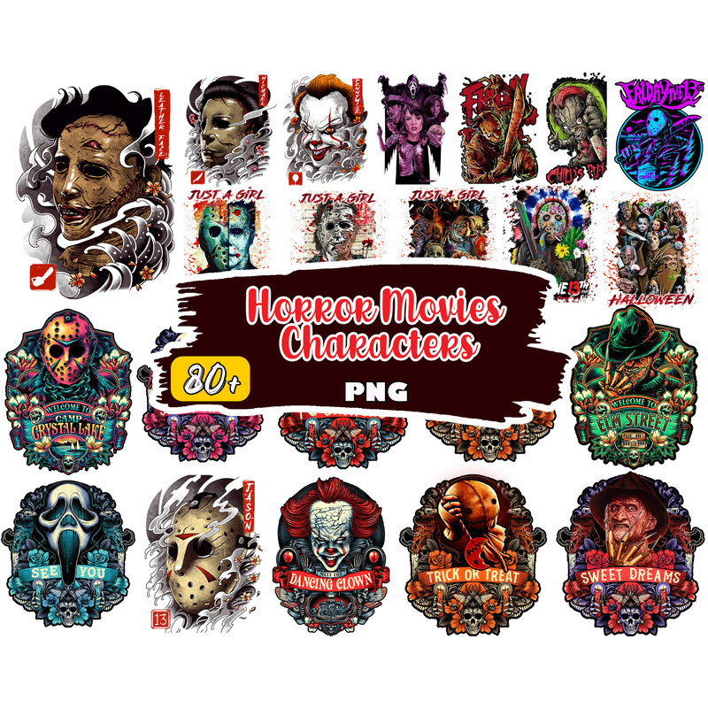 Horror Movies Characters PNG, Halloween Sublimation Designs Png, Halloween Bundle Png, Horror Movies.jpg