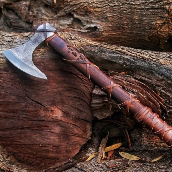 RAGNAR VIKING AXE Larp Forged Camping Axe with Rose Wood Shaft for sale.jpg