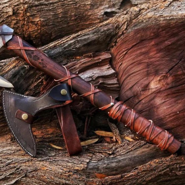 RAGNAR VIKING AXE Larp Forged Camping Axe with Rose Wood Shaft.jpg
