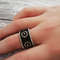 Black and silver ring , Black beaded ring , men ring