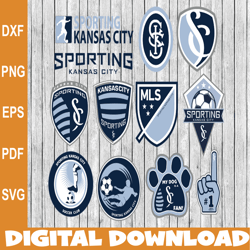 Bundle 12 Styles MLS Sporting Kansas City Soccer Team svg, Sporting Kansas City svg, MLS Teams svg, MLS Svg, Png, Dxf