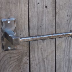 Set of  1 toilet paper holder and 1 towel ring,  Bathroom Accessories, Wrought iron, Hand forged