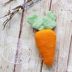 Carrot PDF pattern, Felt carrot, Easter ornament sewing tutorial, Plush veggies, Felt play food pattern, Carrot garland
