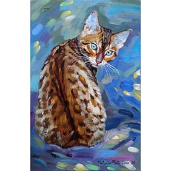 Cat painting on canvas Animal Original Art 12 by 8 inches Cat Artwork fine art  kitty oil painting by Natalia Plotnikova