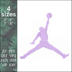 Jordan Embroidery Design, logo basketball classic Michael, 4 sizes