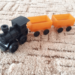 Wind up mechanical toy train - vintage 1990s Soviet Russian plastic toy train with wagons