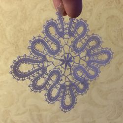 Bobbin lace Snowflake Souvenir Linen Doily Square 2 pcs
