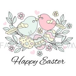 EASTER BIRDS Great Religious Holiday Vector Illustration Set