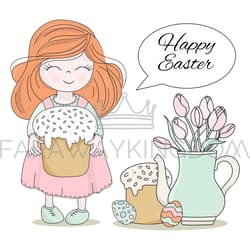 easter cake great religious holiday vector illustration set
