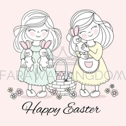 easter children religious holiday vector illustration set