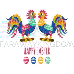 easter cock great religious holiday vector illustration set