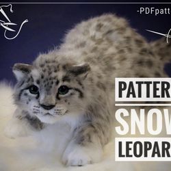 Pattern plush toy realistic snow leopard cub