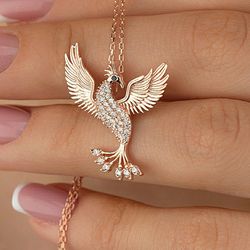 925 Sterling Silver Phoenix Necklace, Valentines Day Gift, Necklace for Women, Birthday, Phoenix Pendant, Gift for Her
