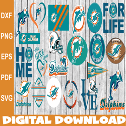 Bundle 22 Files Miami Dolphins Football team Svg, Miami Dolphins Svg, NFL Teams svg, NFL Svg, Png, Dxf, Eps