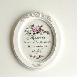 Shabby chic rose picture. Gift with roses for a girl hand embroidery
