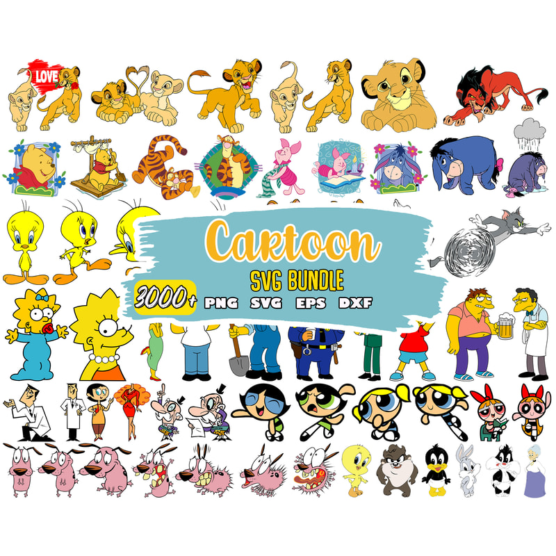 Cartoon Characters Mega Bundle Svg, Cricut Printable Clipart Silhouette.jpg