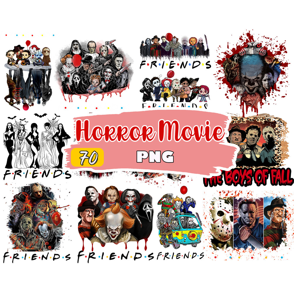 Horror Movies Characters PNG Bundle, Halloween designs for print, Bundle png, Digital download..jpg