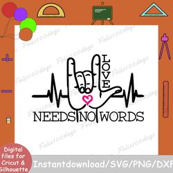 love needs no words svg, autism awareness svg, autism mom svg, autism heart svg, puzzle piece svg, quote, teacher cricut