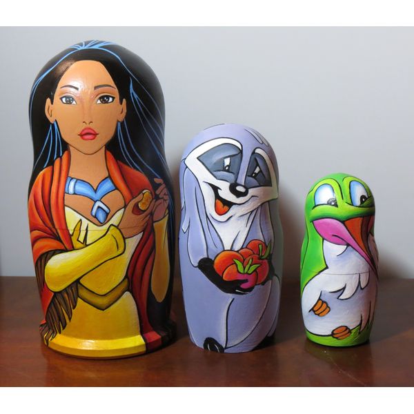 Russian matryoshka dolls Pocahontas cartoon heroes nesting d - Inspire  Uplift